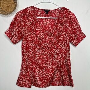 Banana Republic Women's Blouse Size Petite X-Small With Ruffles V-neck Line